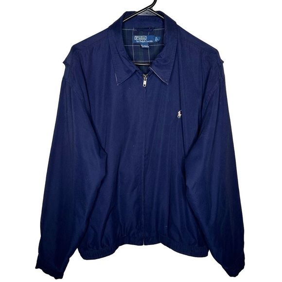 VTG Polo Ralph Lauren Harrington Jacket Men Large Full Zip Lined Size L - Picture 1 of 5